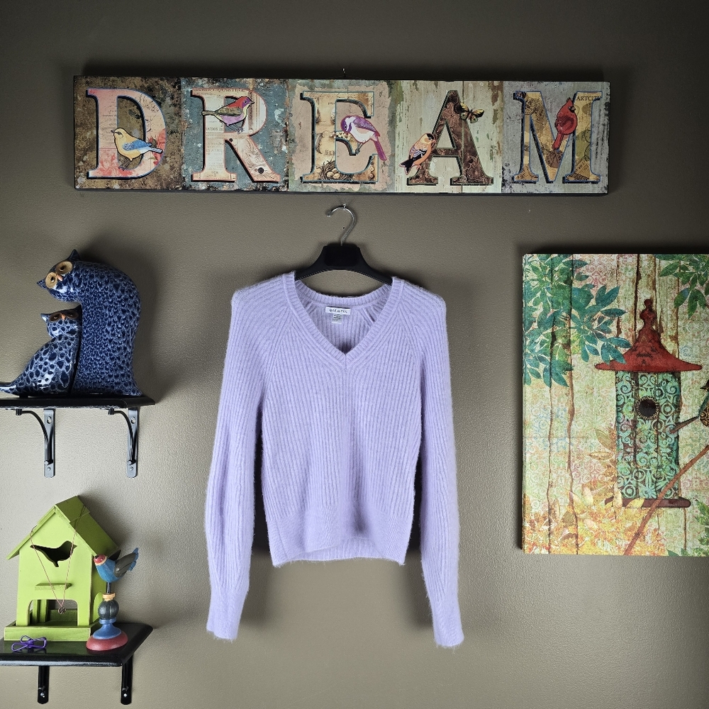 Athleta Wool Blend Purple V Neck Sweater Small